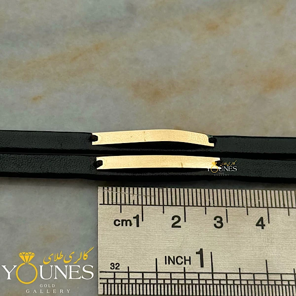 دستبند چرم مردانه دو رج طلا L105